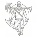Slavic warrior with an axe tattoo design idea