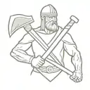 Slavic warrior with an axe tattoo design idea
