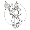 Slavic warrior with an axe tattoo design idea