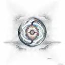 Underworld with souls floating in water tattoo design idea