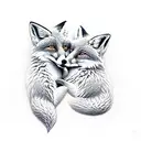 two foxes cuddling together  tattoo design idea