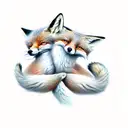 two foxes cuddling together  tattoo design idea