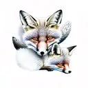 two foxes cuddling together  tattoo design idea