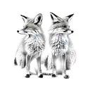 two foxes cuddling together  tattoo design idea