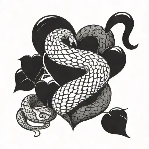snake wrapped around heart tattoo design idea