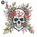 skull brain heart tattoo design idea