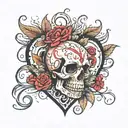 skull brain heart tattoo design idea