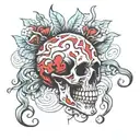 skull brain heart tattoo design idea