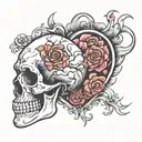 skull brain heart tattoo design idea