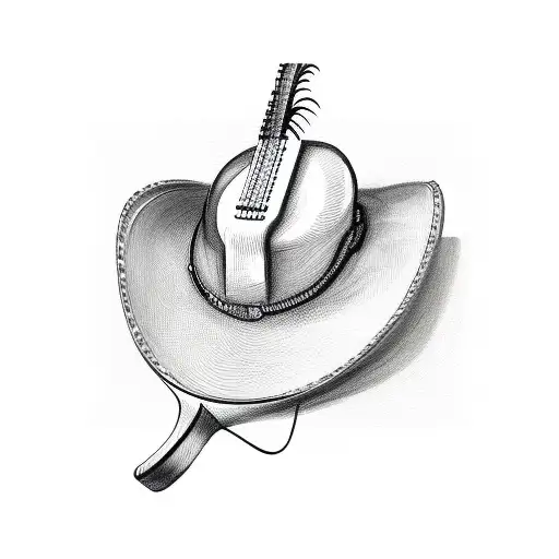 Guitar with cowboy hat hanging off tattoo design idea