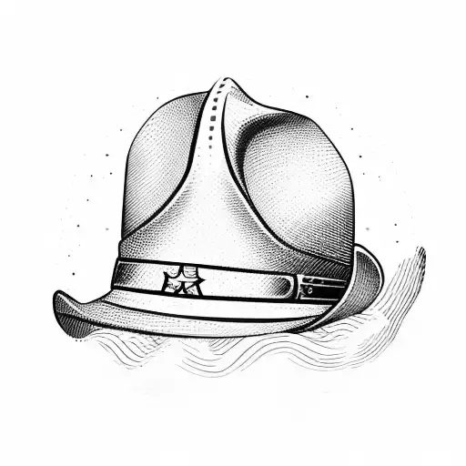 cowboy hat ontop of acoustic guitar with three stars on side of guitar tattoo design idea
