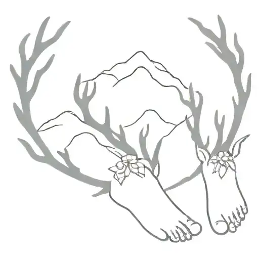 mountain children feet deer antlers tattoo design idea