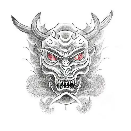 Combine a demon mask and a finance graph in a traditional tattoo design tattoo design idea