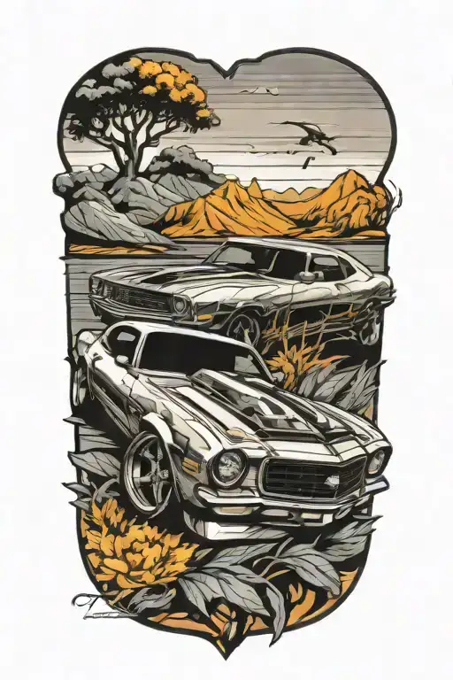 chevy 1970  camaro outline tattoo design idea