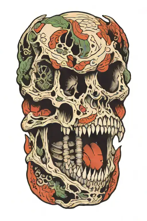 trex skull tattoo design idea