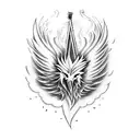 A majestic phoenix rising from a guitar engulfed in flames tattoo design idea