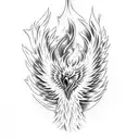 A majestic phoenix rising from a guitar engulfed in flames tattoo design idea