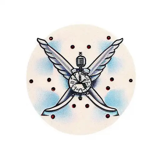 a dagger through a time piece that says time heals nothing tattoo design idea