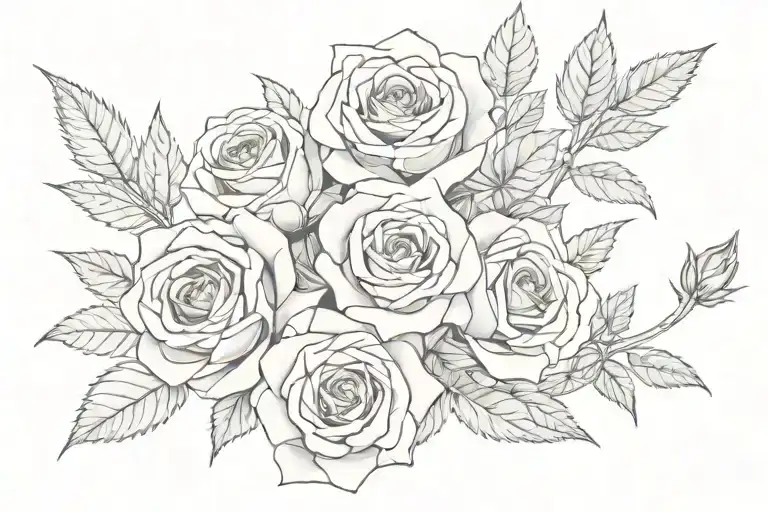 Weed and Roses tattoo design idea