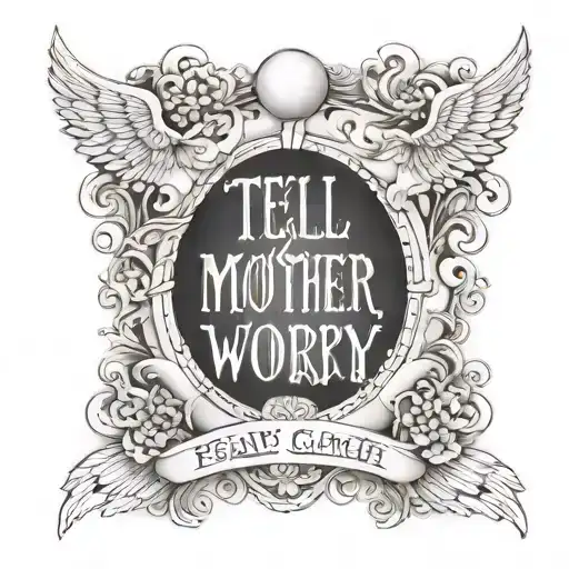 pearly gates with graprafiti that says "tell my mother not to worry" tattoo design idea