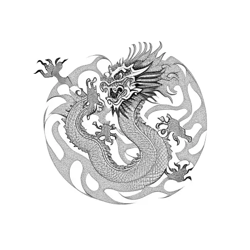 Chinese Dragon with English lion and Philippines eagle blended tattoo design idea