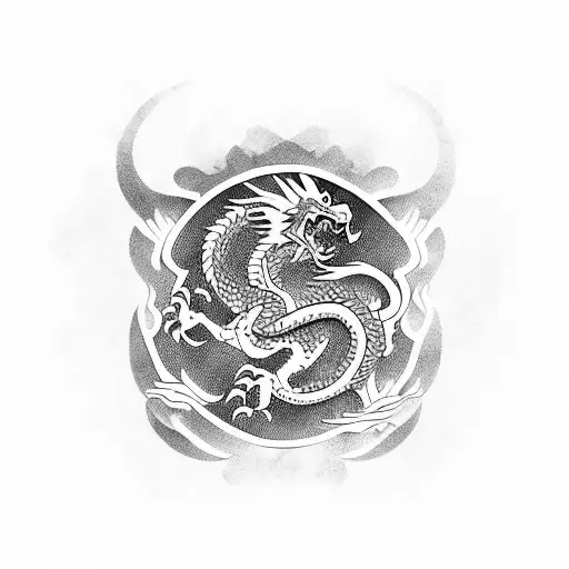 Chinese Dragon and English lion and Philippines eagle blended tattoo design idea