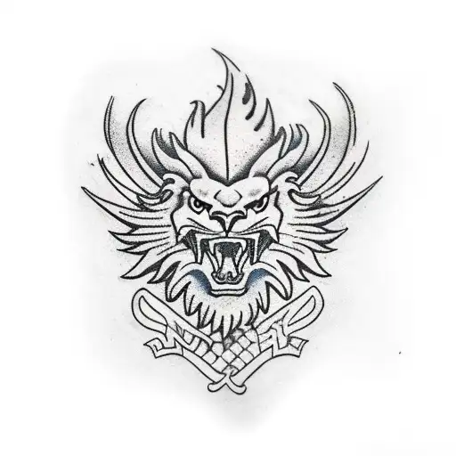 Dragon lion Philippines eagle separate  tattoo design idea