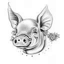 piglets with sunflowers tattoo design idea