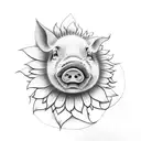 3 piglets with sunflowers tattoo design idea