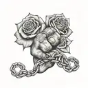 Black Lives Matter fist with broken chains and roses tattoo design idea