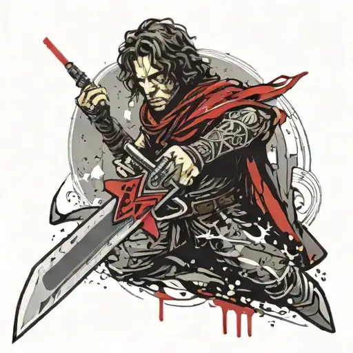 lord of the rings knife "narsil" with lightsaber crossed tattoo design idea