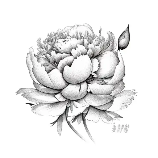 peony with butts tattoo design idea