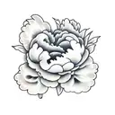 peony with butts tattoo design idea