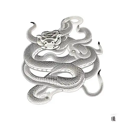 A Snake, Ox and Pig hanging out together tattoo design idea