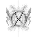 infinity sign with feather tattoo design idea