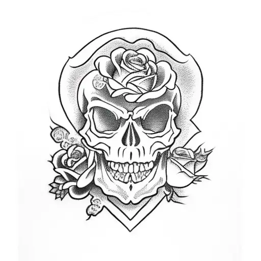 Skull and Roses tattoo design idea
