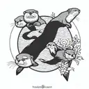 otters swimming around circle of fifths tattoo design idea