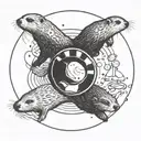 otters swimming around circle of fifths tattoo design idea