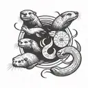 otters swimming around circle of fifths tattoo design idea