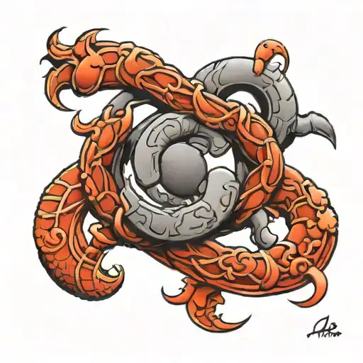 cancer sign intertwined with aries zodiac tattoo design idea