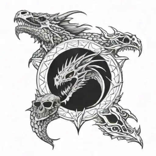 game of thrones inspired dragon skull design tattoo design idea