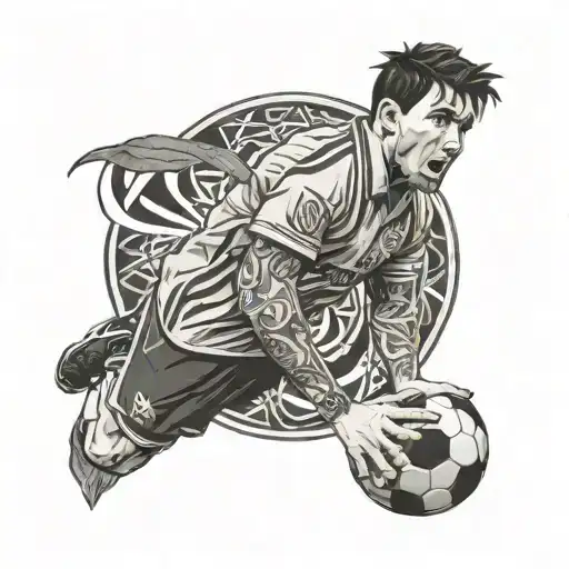 Intricate Messi arm band intertwined with football laces tattoo design idea