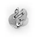 Musical notes intertwined with 80s retro graphics tattoo design idea