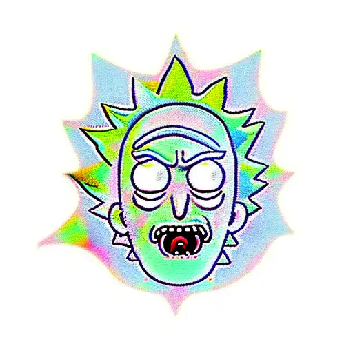 rick and morty cartoon with ak47 tattoo design idea