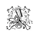 A chef's knife with musical notes forming the blade, inspired by classical music tattoo design idea