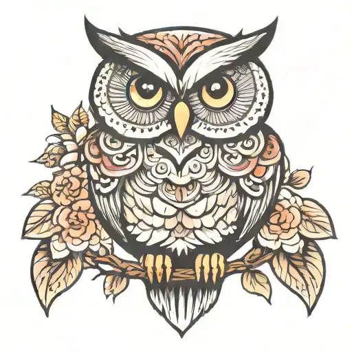 cute owl tattoo design idea