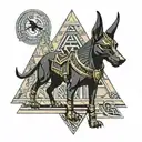 Anubis, ra, pyramids tattoo design idea