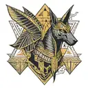 Anubis, ra, pyramids tattoo design idea