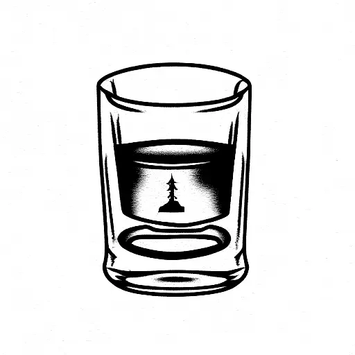 whisky glass "last call" tattoo design idea