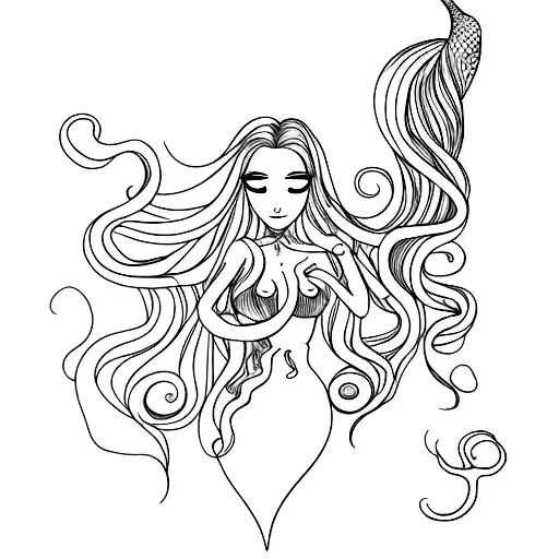 mermaid full body tentacles for hair tattoo design idea
